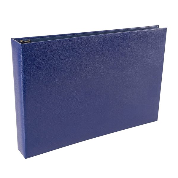 Better Office Products 7-Ring Leatherette Executive Ledger/Check Binder, Zipper Pouch, Holds 9 x 13in Business Checks, Blue 11301